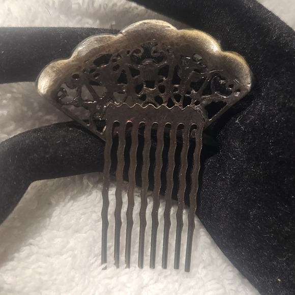 Vintage Style Filigree Hair Comb Antique Bronze Faux Pearl Rhinestone Art Deco - Picture 7 of 13